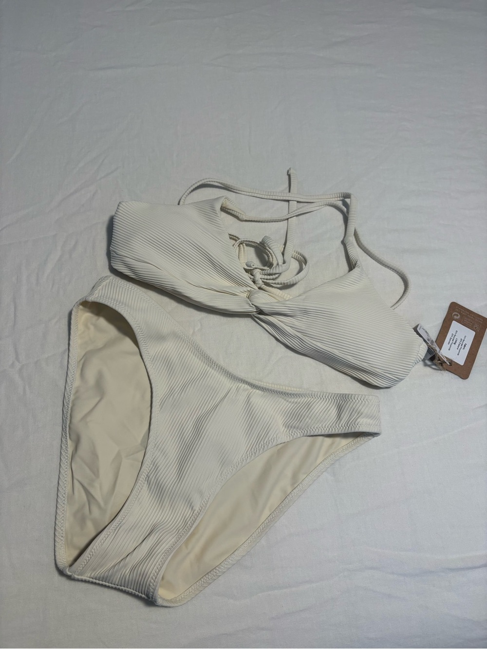 Berlook Cream Ribbed Bikini Set